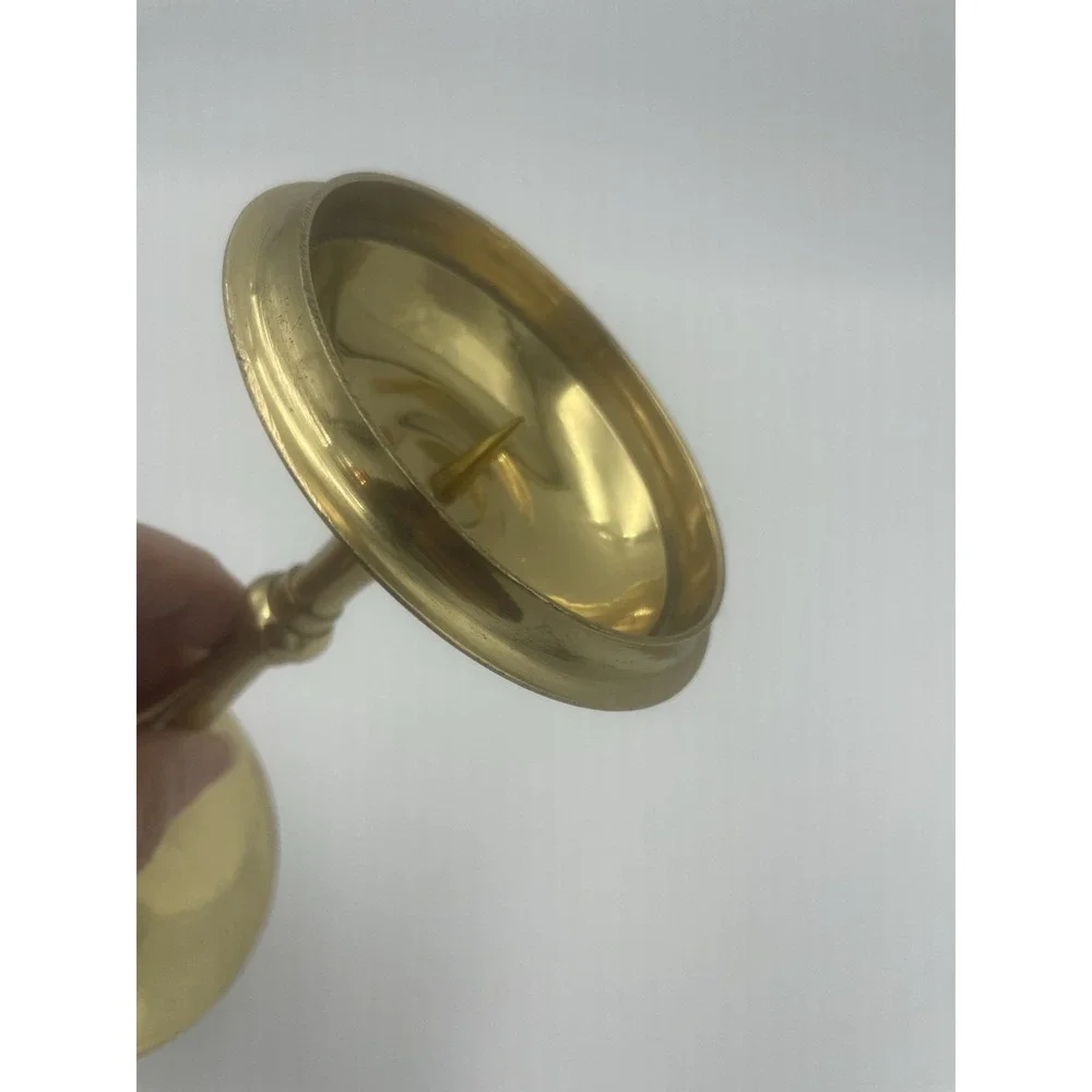 Vintage Brass Pillar Candle Holder Needle Top‎ 6